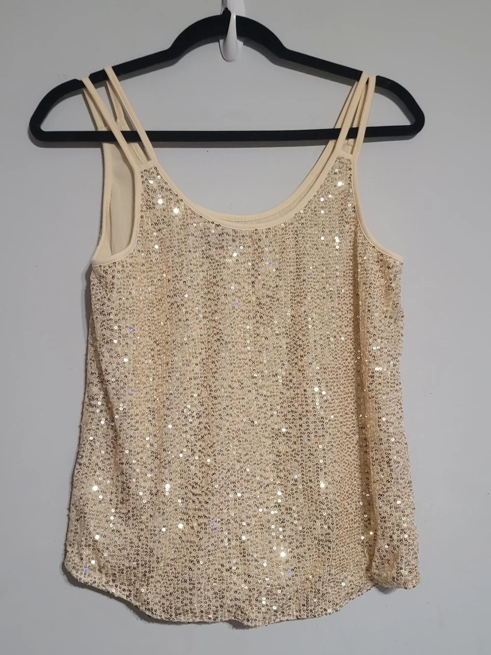 Gold Sequin Tank Top Sparkle Sz Small Mint Limit Shimmer Holiday Going Out Party - Picture 5 of 5